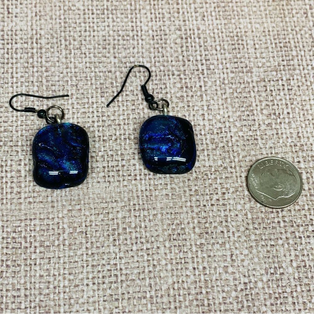 Blue Dichroic Art Glass Earrings‎
